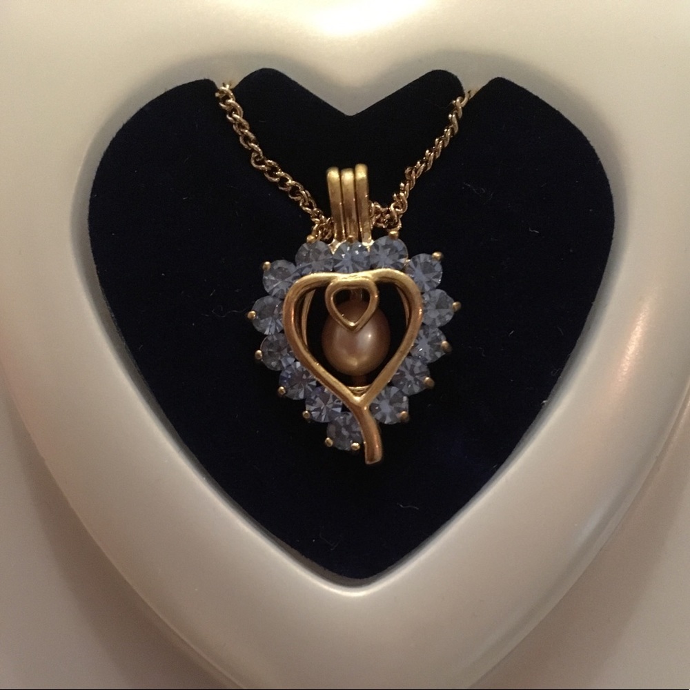 WISH PEARL necklace blue cubic zirconia  LUCORAL & LUPEARL jewelry perfect gift